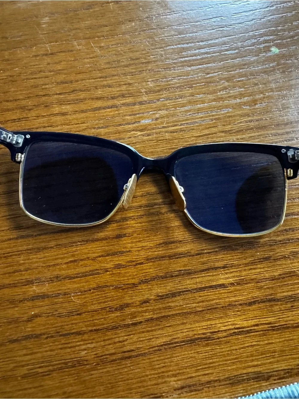 Thom Browne Black and Gold Clubmaster Sunglasses